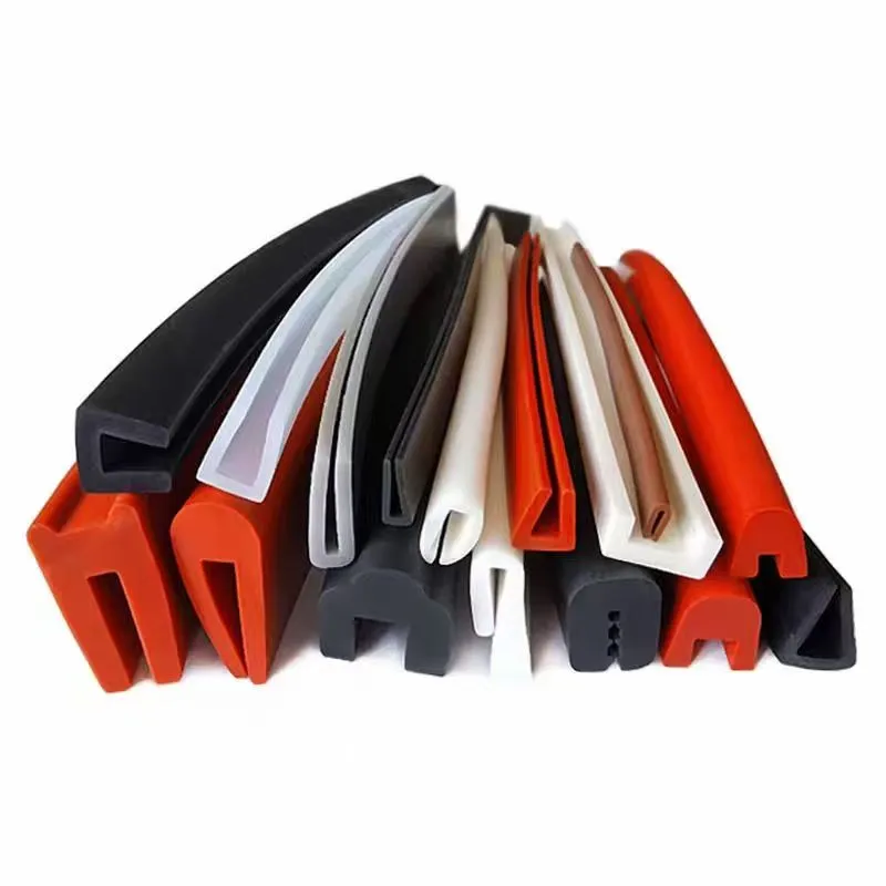 Extruded silicone profile strips in D, U and V profiles, multiple colours